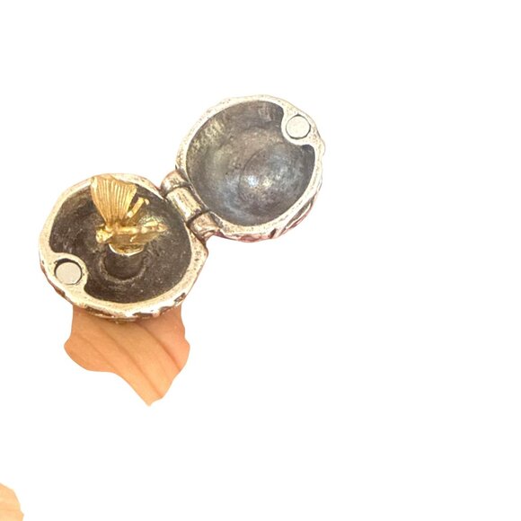 Vintage Silver Amethyst Locket Necklace with Hidden Butterfly Surprise Pendant - Picture 7 of 13